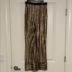 Missguided Black and Gold Sequin Pants